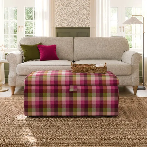 Box Chest Bright Check Storage Footstool