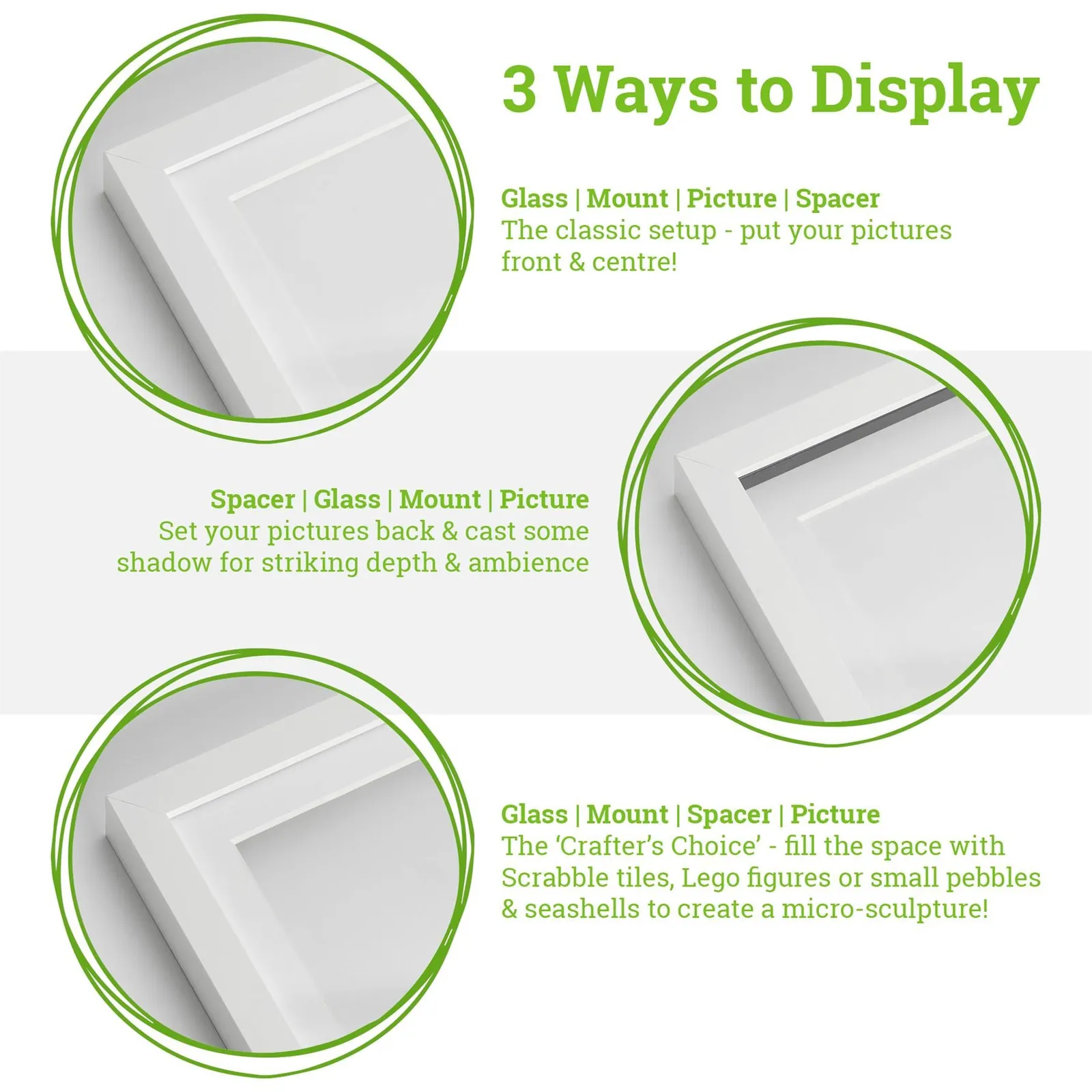 Nicola Spring 3D Box Photo Frame with A4 Mount - A3 (12" x 17") - White Mount in Black 3