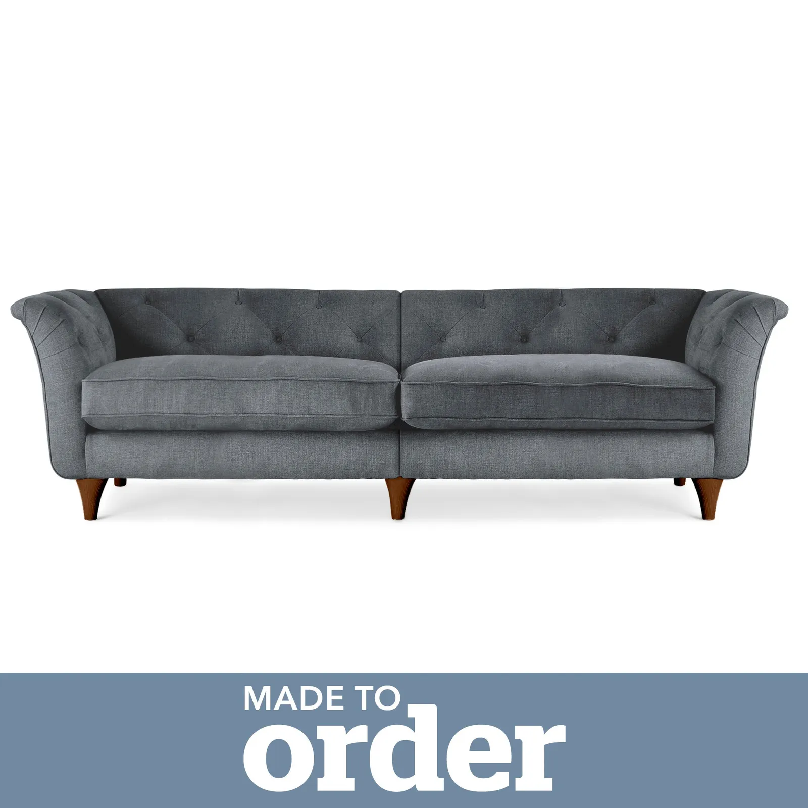 Jaipur 4 Seater Sofa Brushed Plain Fabric Grey