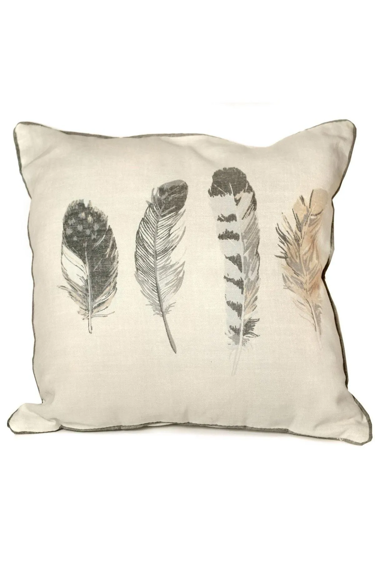 Fusion 'Idaho' Feather Motif Filled Cushion 100% Cotton in Charcoal