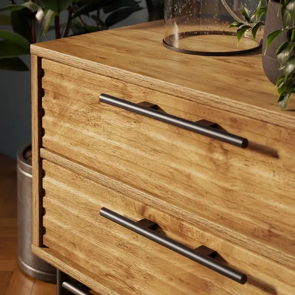 Bryant Wide 2 Drawer Bedside Table, Mango Wood Effect 3