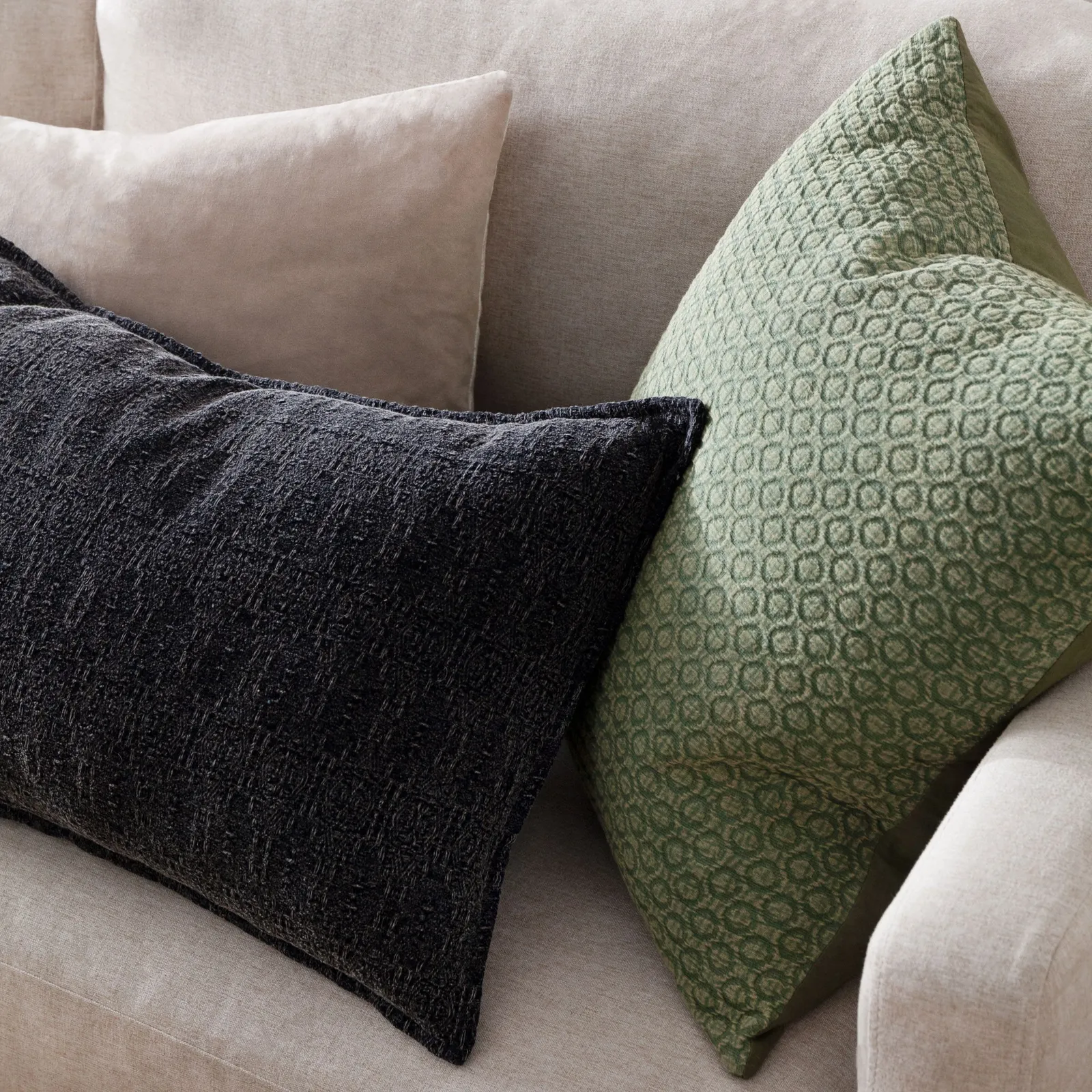 Yard Ramas Textured Jacquard 100% Cotton Cushion in Black 6