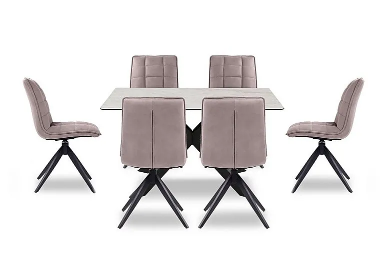 Luno Fixed Dining Table and 6 Swivel Chairs