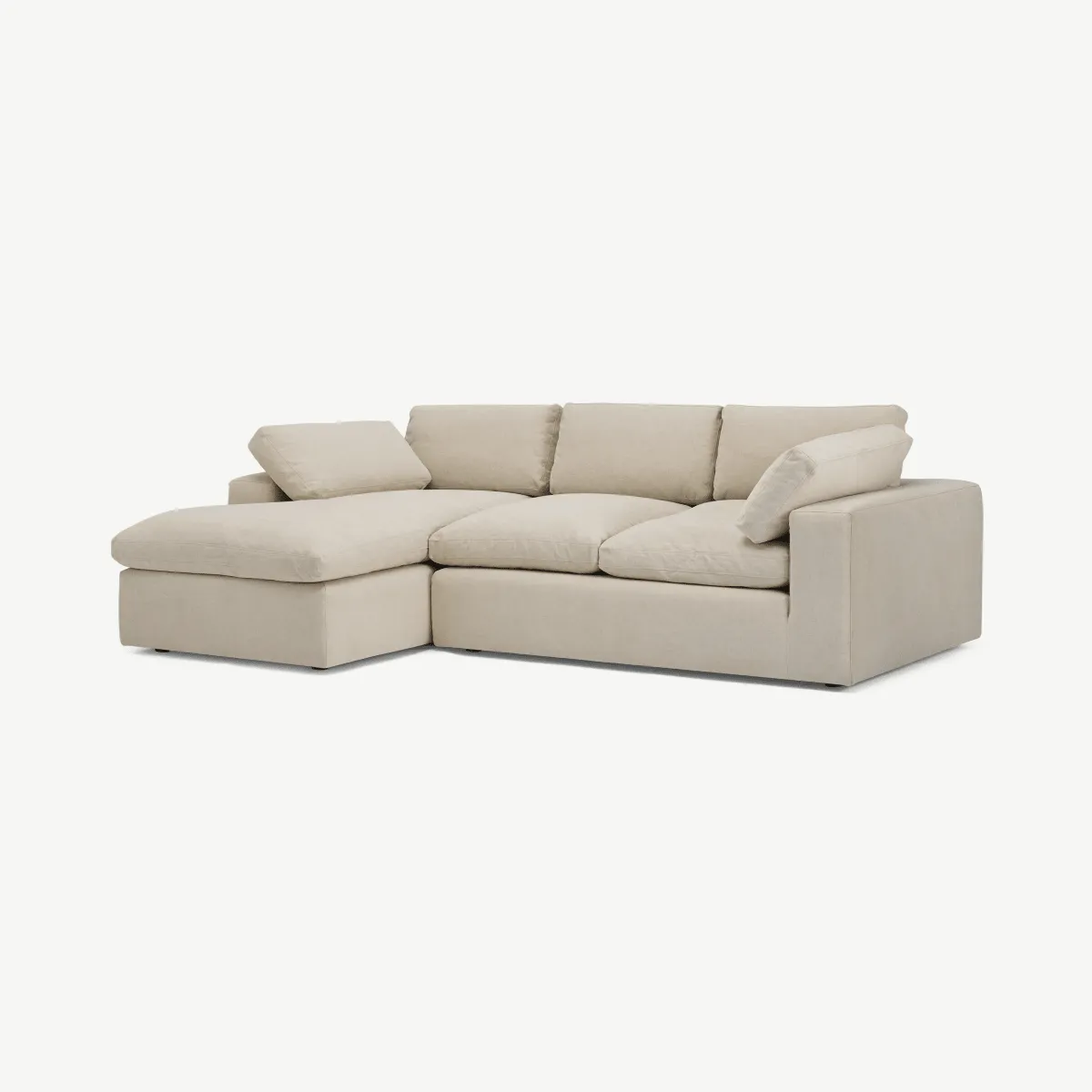 Samona Left Hand Facing Chaise End Sofa, Natural Cotton & Linen Mix