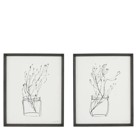Cedar and Sage Set of 2 Botanical Linework Framed Prints 4