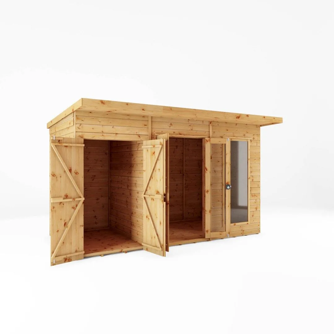 Mercia Maine Pent Summerhouse with Side Shed - L233.1 x W361.5 x H217 cm in Brown 3
