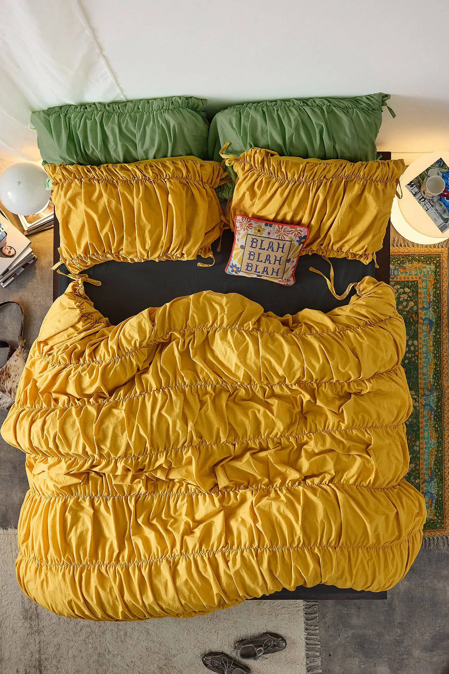 Cinched Duvet Set - Dark Yellow 1