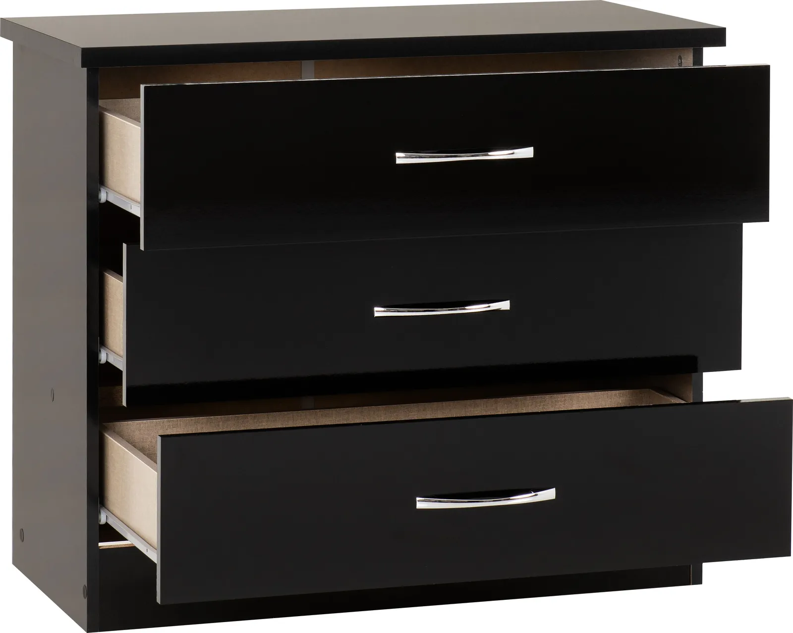 Seconique Nevada 3 Drawer Chest in Jet Black 3