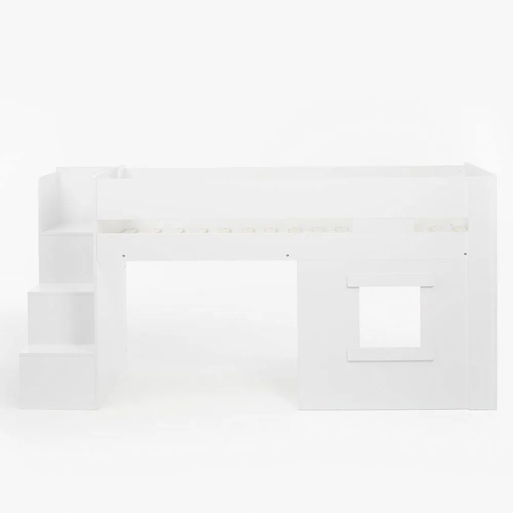 Flair Marlowe Mid Sleeper Bed with Steps & Storage in White 4
