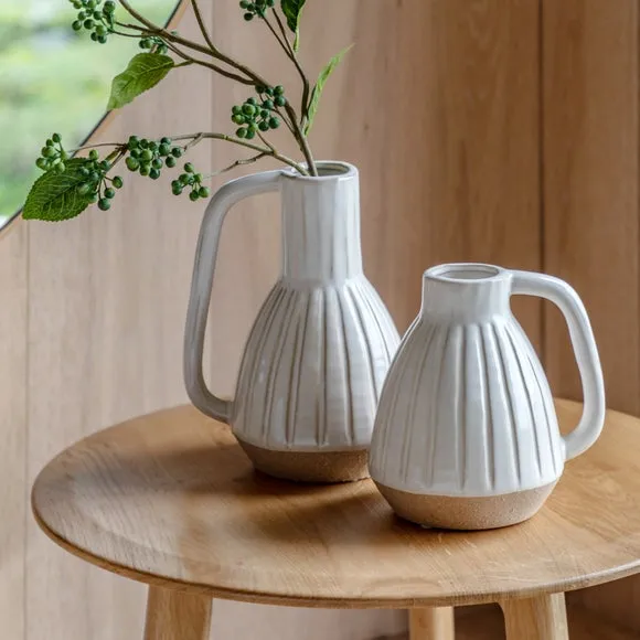 Cedar & Sage Cromer Ceramic Handled White Vase 3