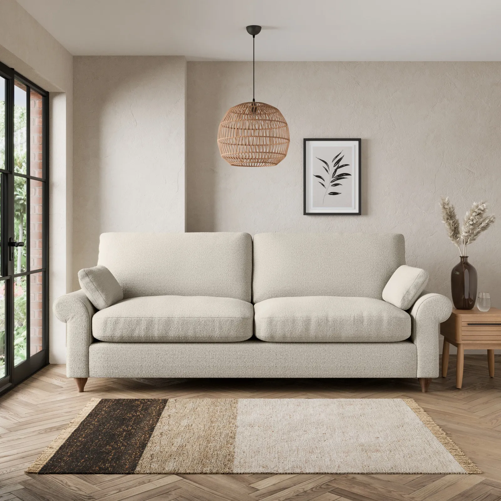 Salisbury Cosy Marl 4 Seater Sofa Light Grey