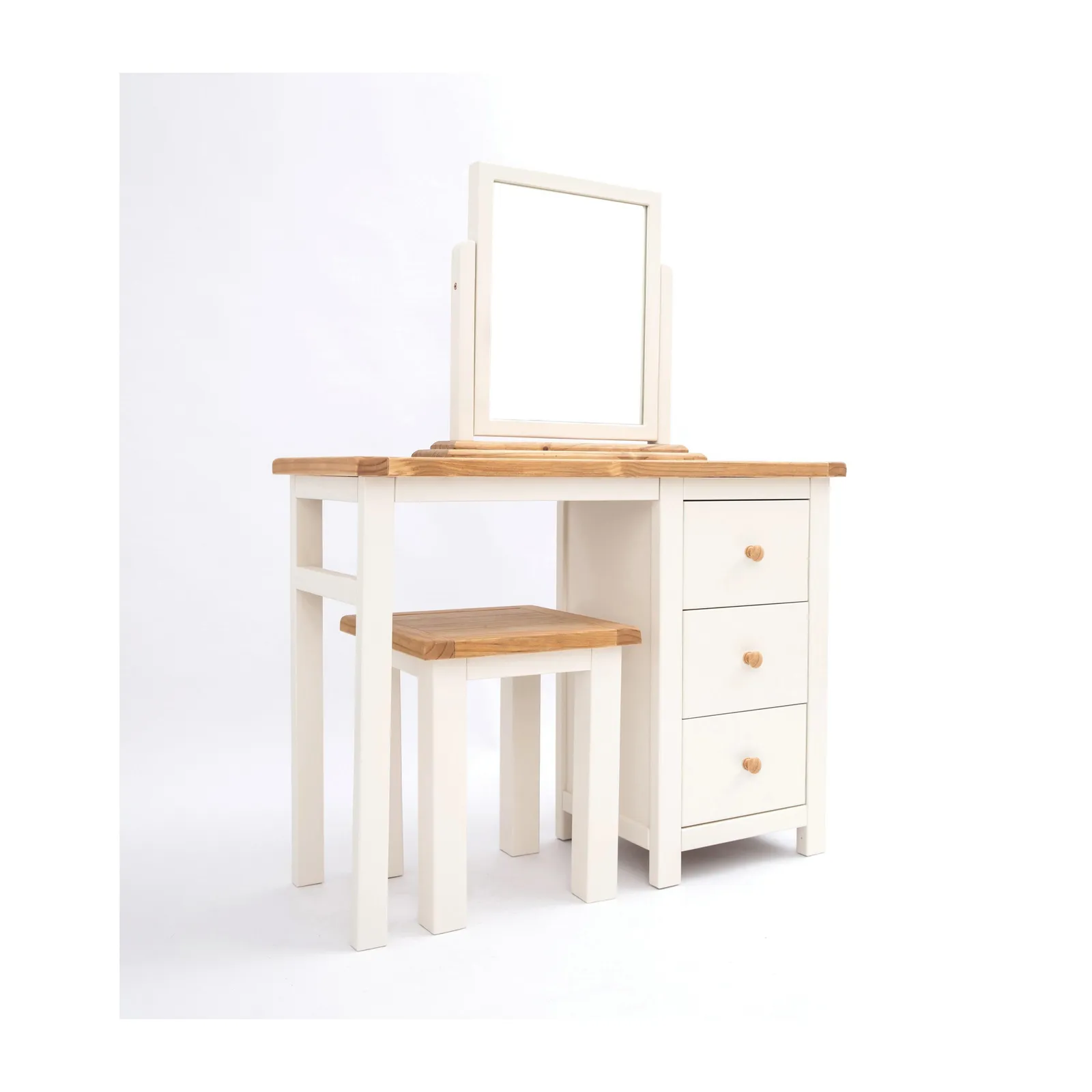 Cabinet Bits Maggiori 3 Drawer Dressing Table Set Wood Knob in Off-White 2