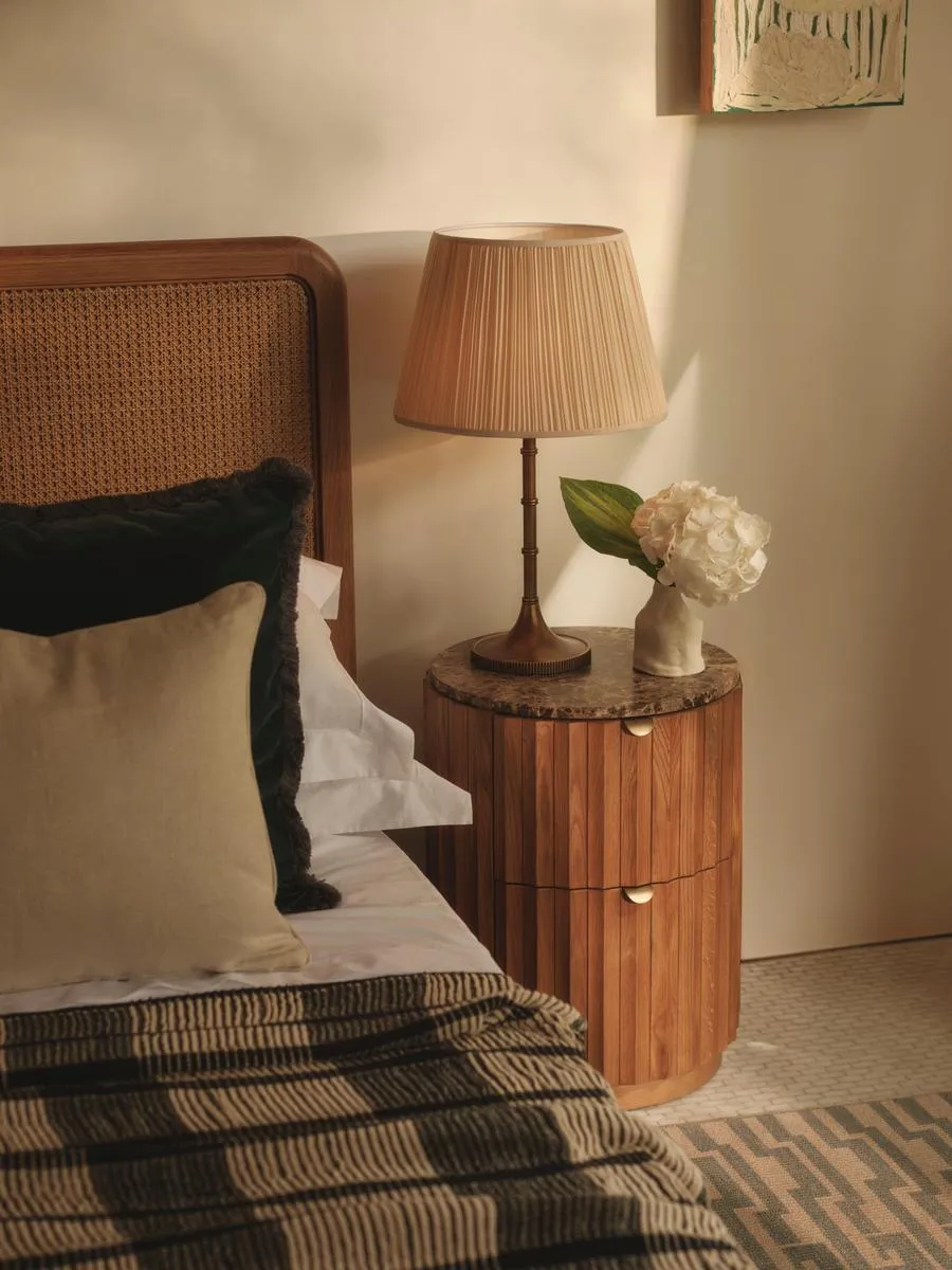 Railton Bedside Table, Dark Emperador Marble