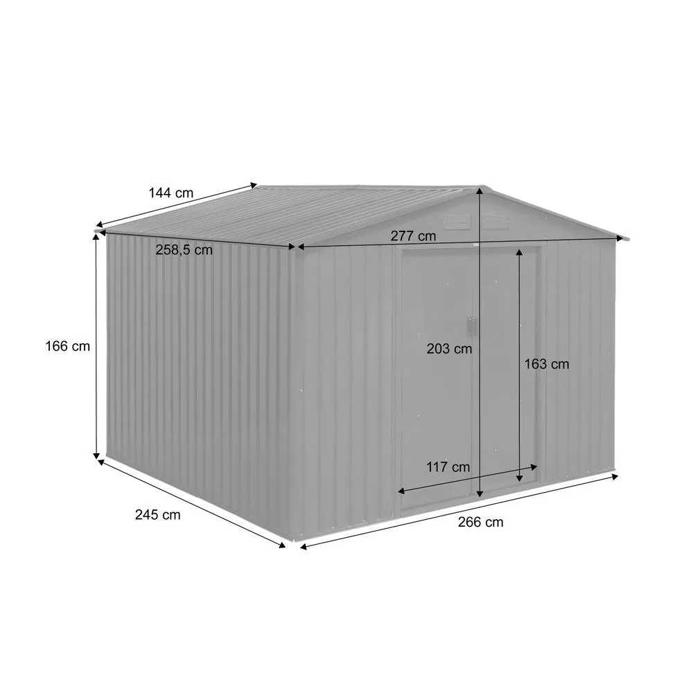 sweeek (9 X 8.5ft) 7.06m² Metal Garden Storage Shed in Dark Grey 5