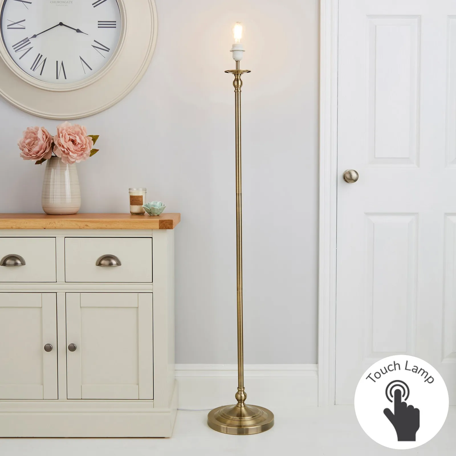 Irene Touch Dimmable Antique Brass Floor Lamp Base Brass