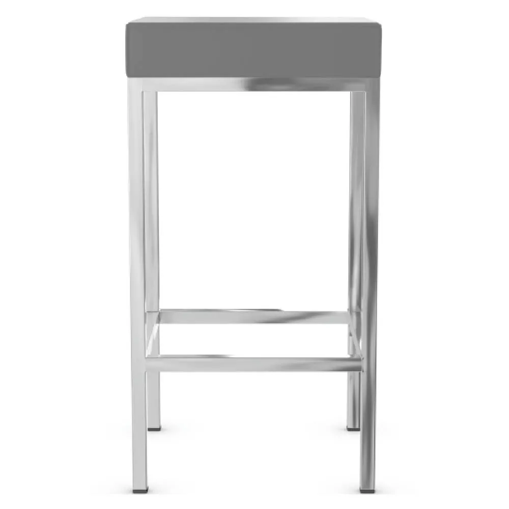 netfurniture Ernest Grey Padded Kitchen Bar Stool Chrome Frame Cube Fixed Height 2