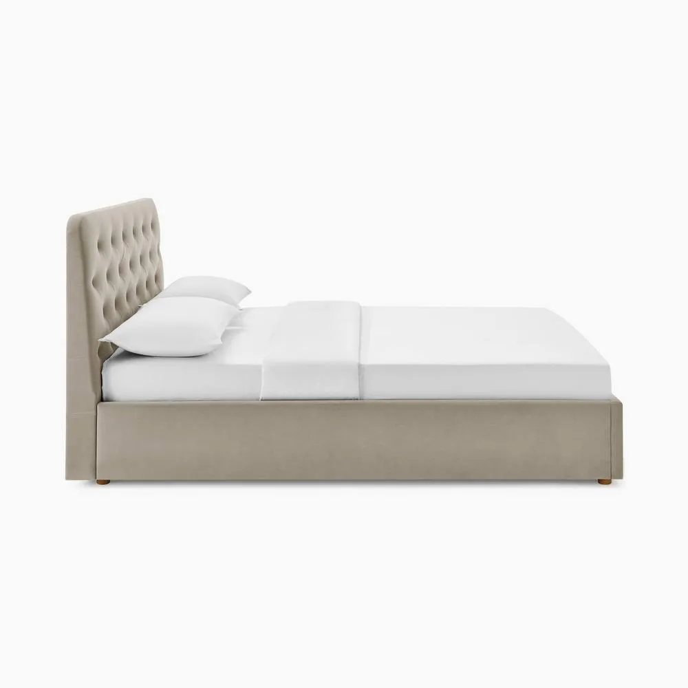 FurnitureboxUK Hayden Taupe Velvet Ottoman Double Bed Frame in Beige 4