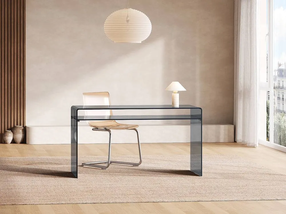 Vente-unique Desk - 1 Niche - Tempered Glass - Anthracite - STILEOS in Dark Grey