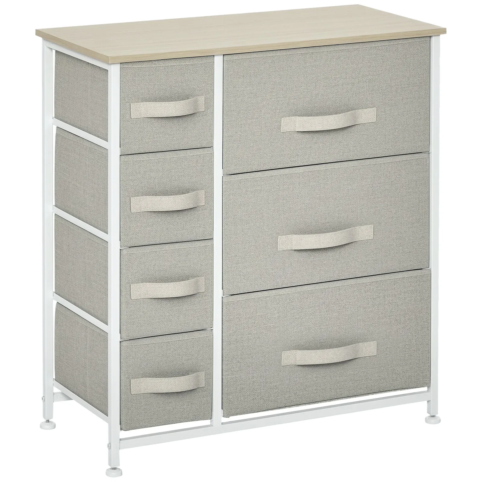 HOMCOM 7 Chest of Drawers Fabric Drawers with Metal Frame in Light Grey 2