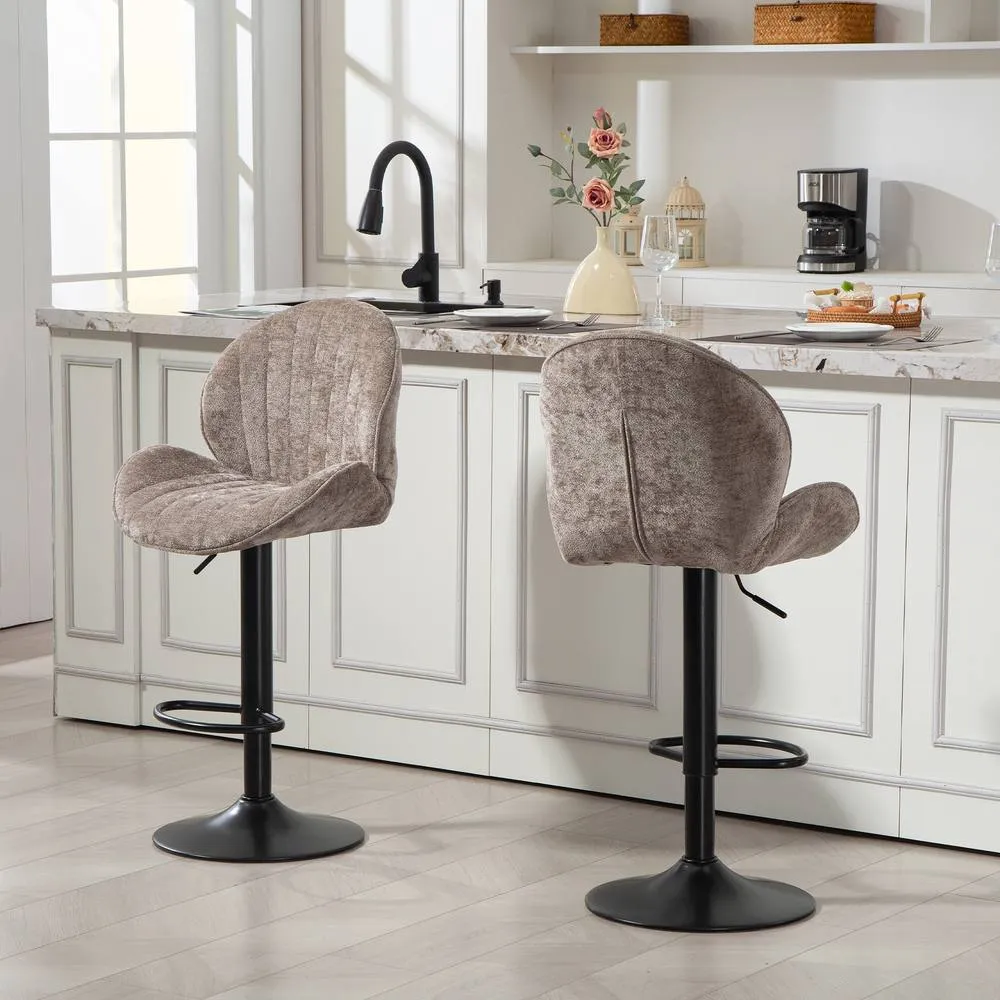 HOMCOM Modern Bar Stools Set of 2, Swivel Counter Height Barstools in Brown
