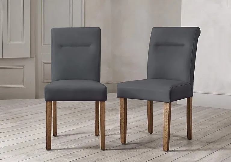 Lewis Set of 4 Roll Back Faux Leather Dining Chairs - Dark Grey