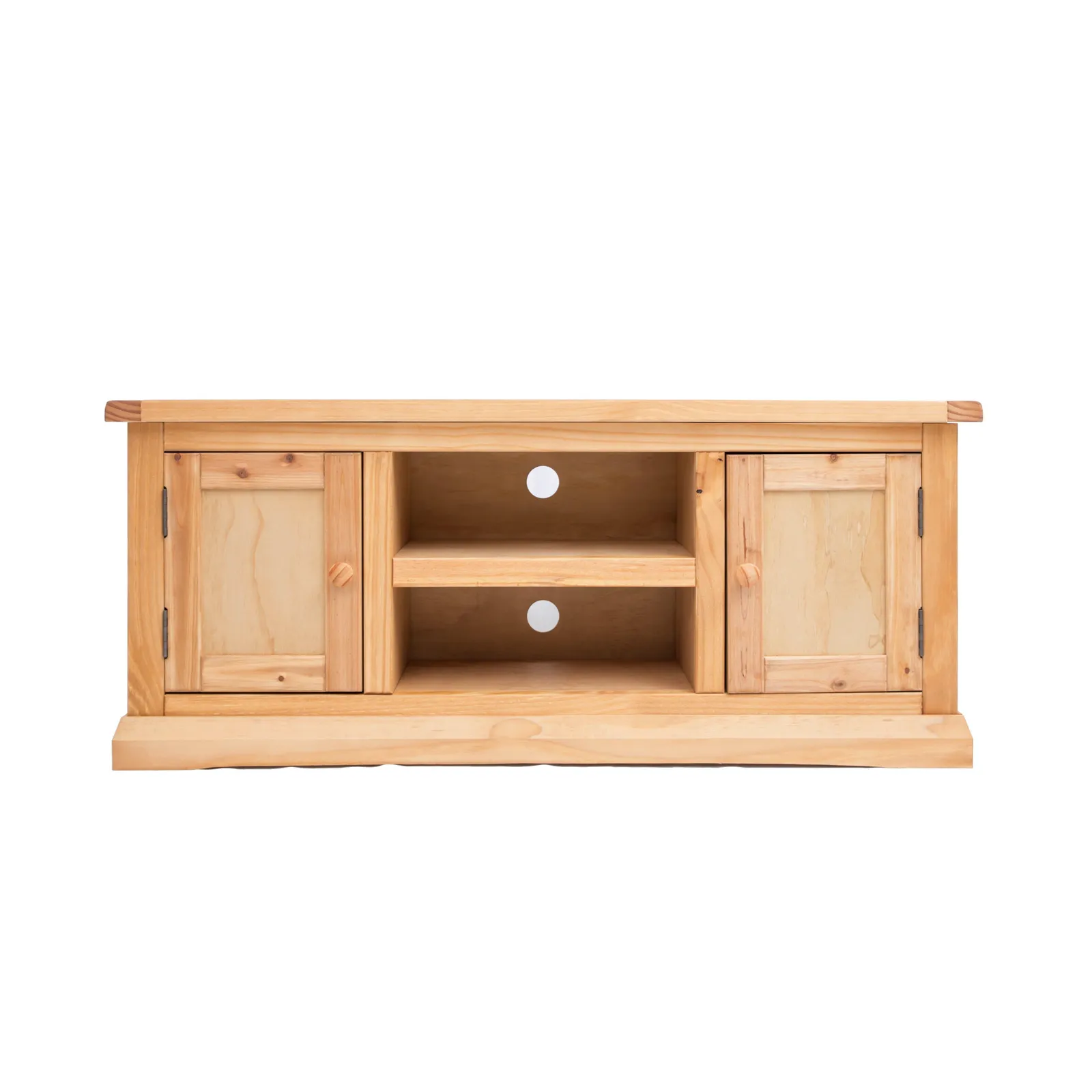 Cabinet Bits Lucca Waxed 2 Door TV Cabinet Wood Knob in Light Brown
