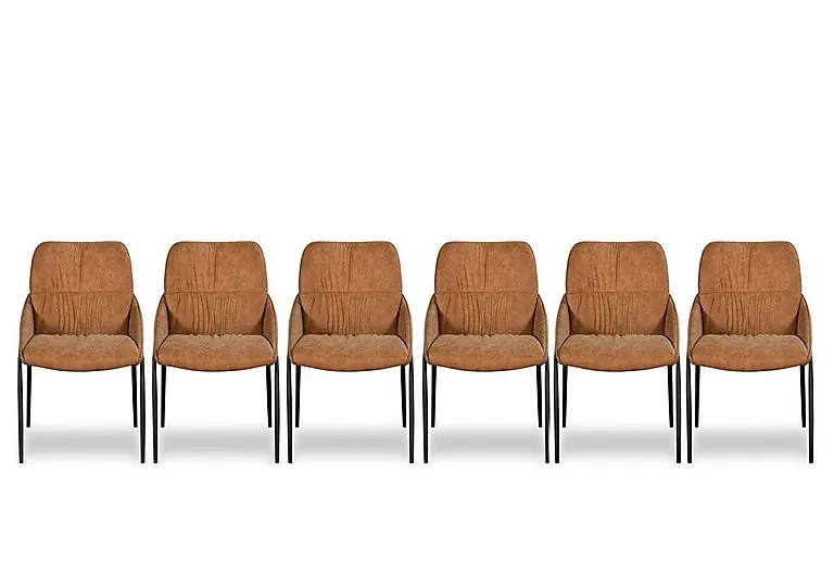 Pien Set of 6 Faux Leather Dining Chairs with Metal Legs - In Time for Christmas