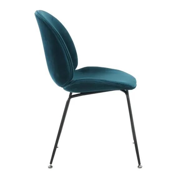 Fusion Living Luxurious Velvet Dining Chair with Black Metal Legs 4