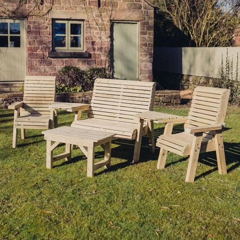 Churnet Valley Garden Furniture Ltd Multi Set, Wooden Garden Table & Chairs - Fully Assembled in Brown 4