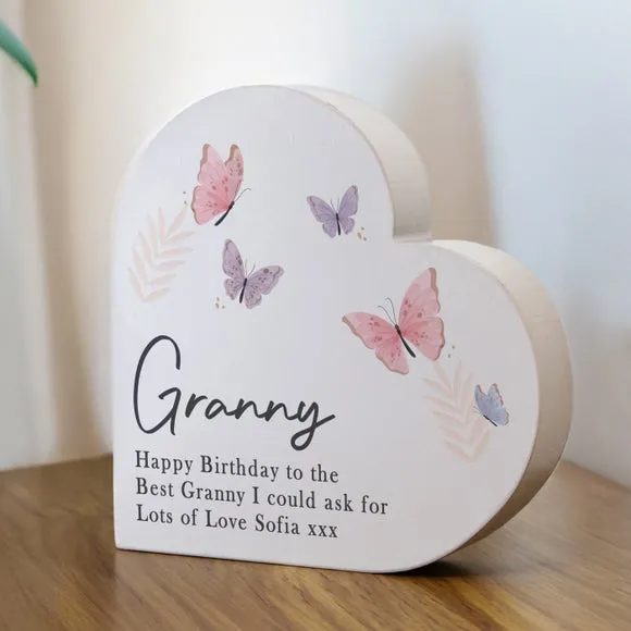 Personalised Grey Butterfly Heart Ornament 3