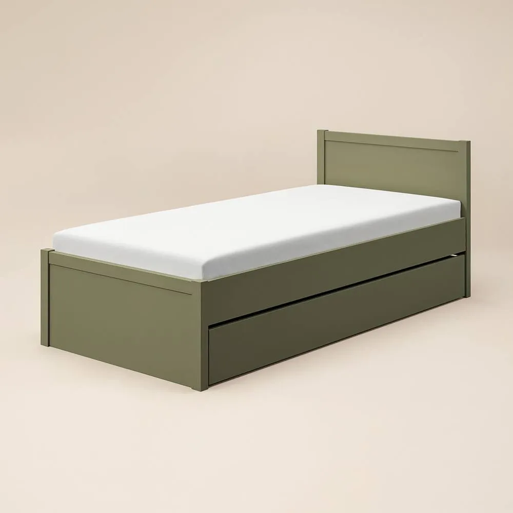 Flair Oli Single Wooden Bed with Drawers in Green 4