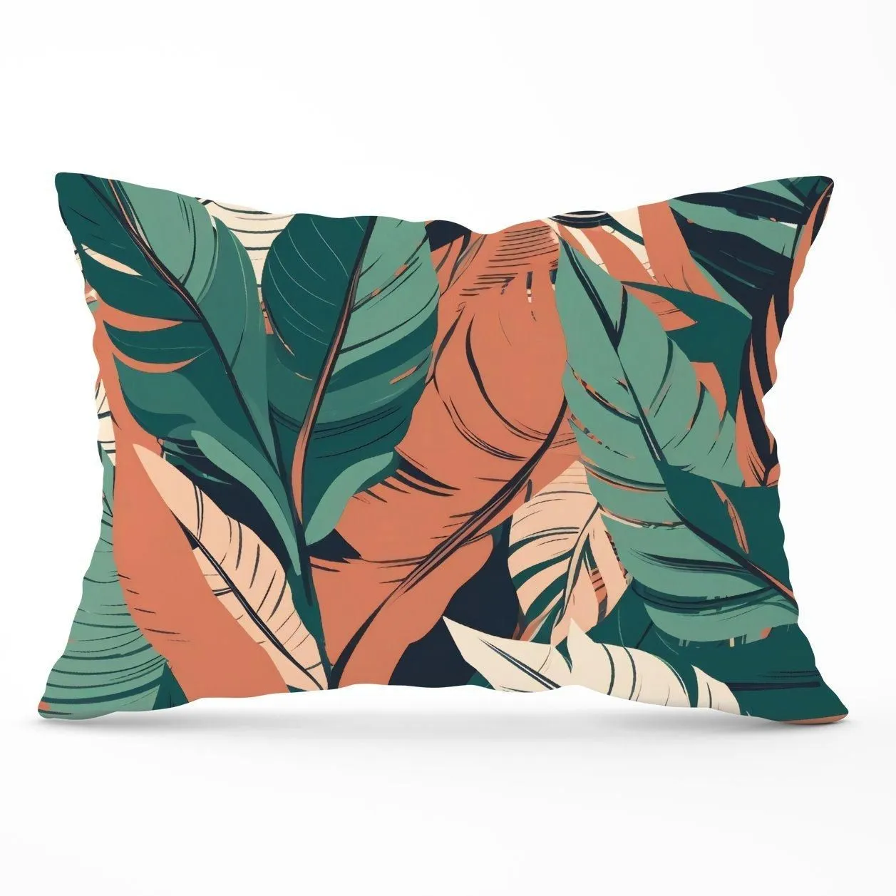 Warren Reed - Designer Autumn Tropical Leaves Cushions in Green