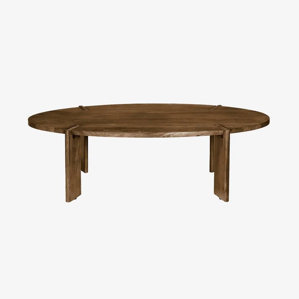 sweeek Oval Coffee Table In Solid Mango Wood in Dark Brown 2
