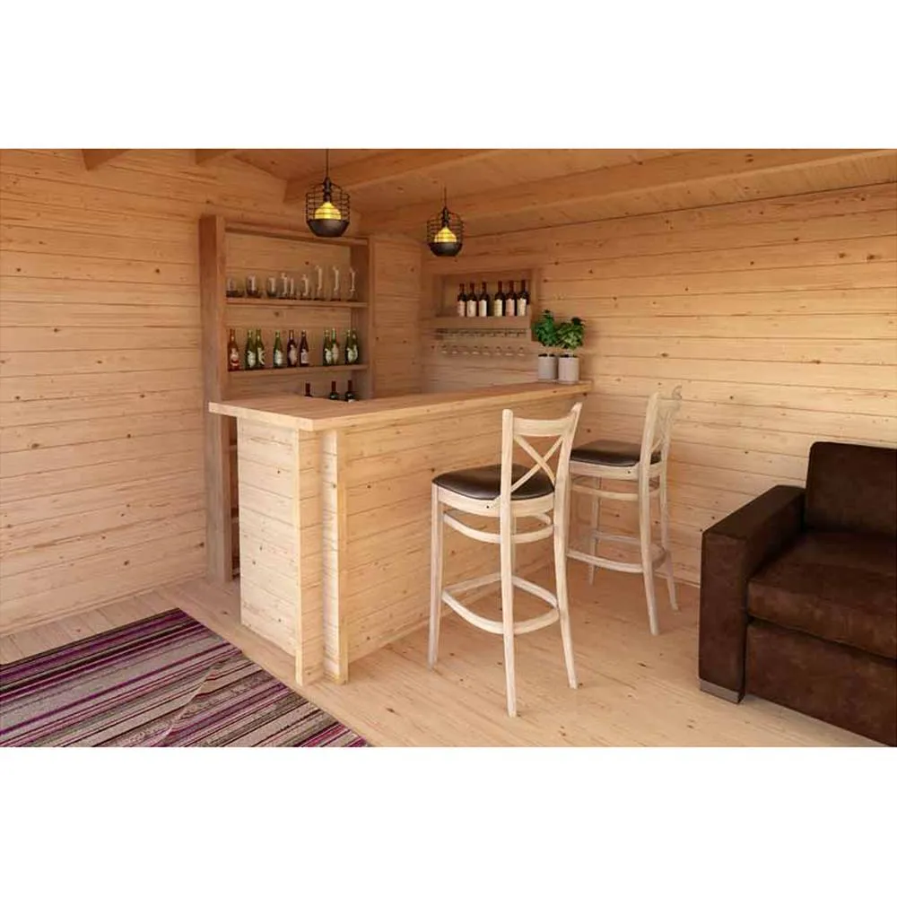 Lasita Maja Ltd The Bar-Log Cabin, Wooden Garden Room, Home Office - H103 cm in Light Tan