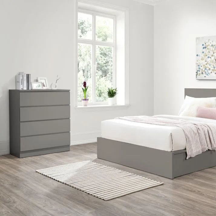 Birlea Oslo 4 Drawer Chest White in Grey 2