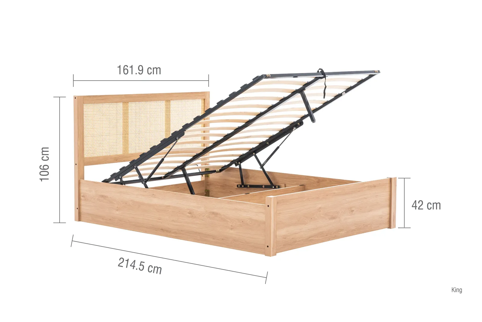 Birlea Rattan Ottoman Bed Frame Croxley Oak Storage in Natural 6