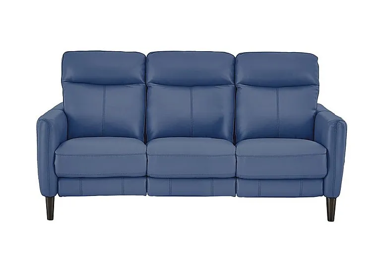 Compact Collection Petit 3 Seater Leather Sofa - BV Ocean Blue