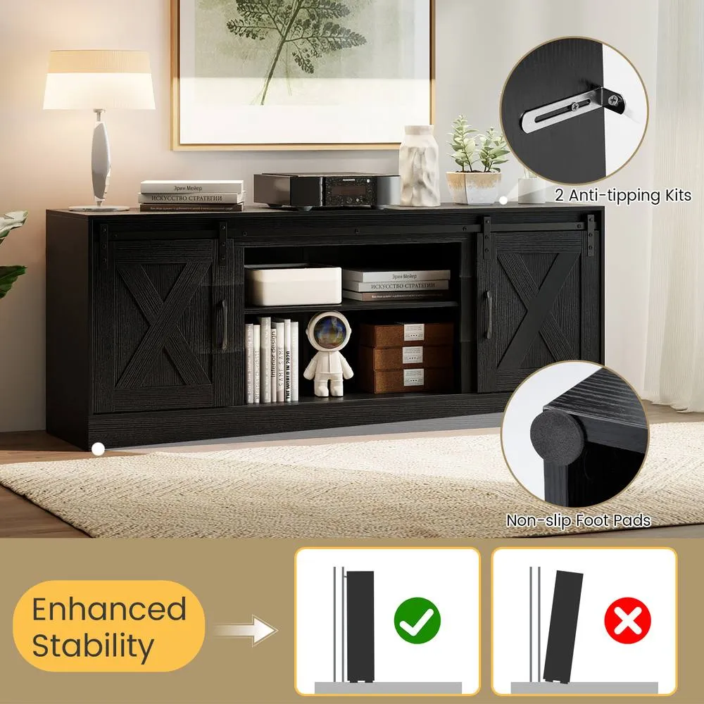 Costway Wooden TV Stand Cabinet for 70 Inch TVs Media Entertainment Center in Black 5