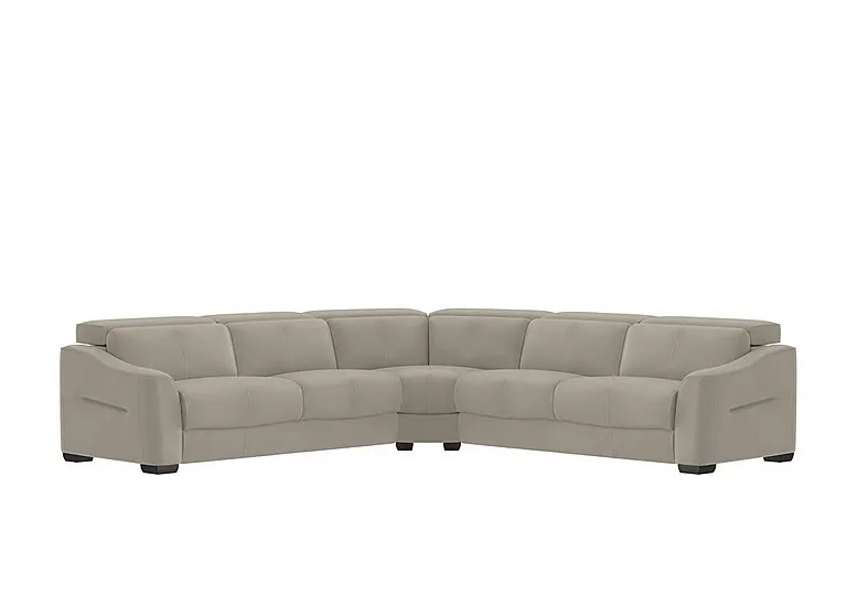Xavier Leather Large Corner Sofa - Silver Grey