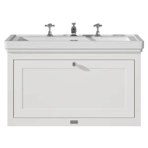 Bayswater Hartleigh Pointing White Traditional Wall Hung Vanity Unit & 3 Tap Hole Traditional Recessed Basin - 800mm