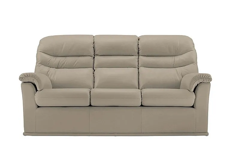 Malvern 3 Cushion 3 Seater Leather Sofa - No Recliner - Oxford Mushroom