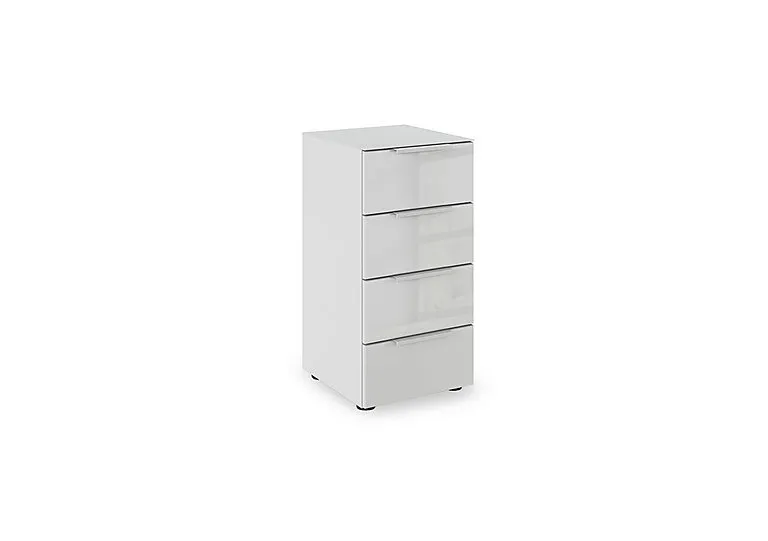 Haven 40cm 4 Drawer Chest with Glass Top and Front - Silk Grey/Silk Grey Front