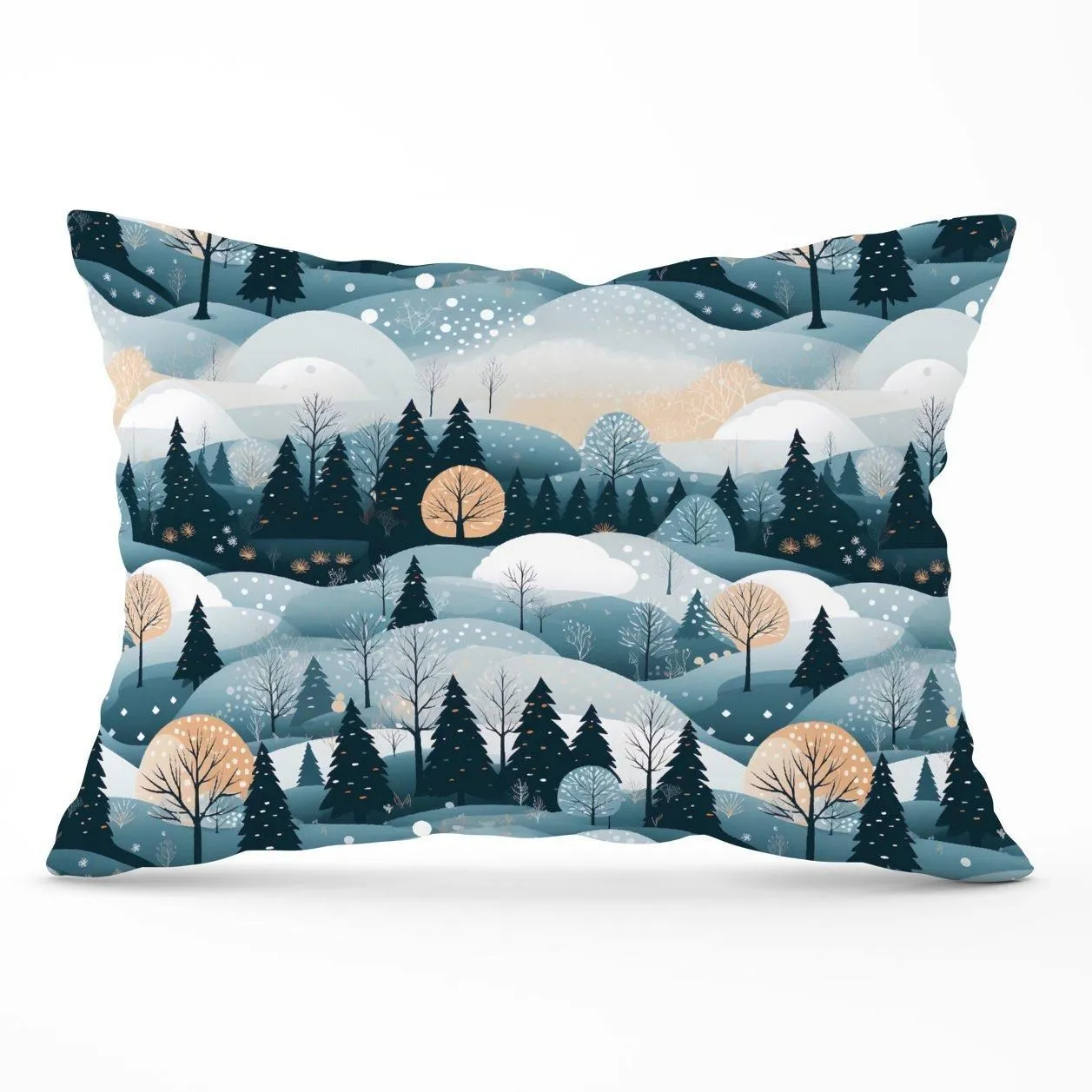 Warren Reed - Designer Dreamy Snowy Christmas Scene Cushions in White