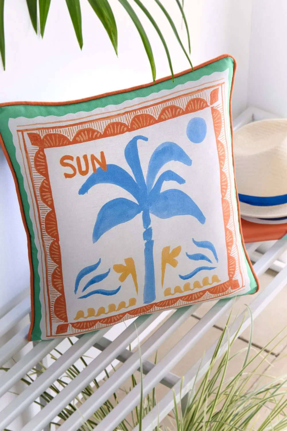 Fusion 'Soleil Palm' Outdoor Water Resistant Filled Cushion