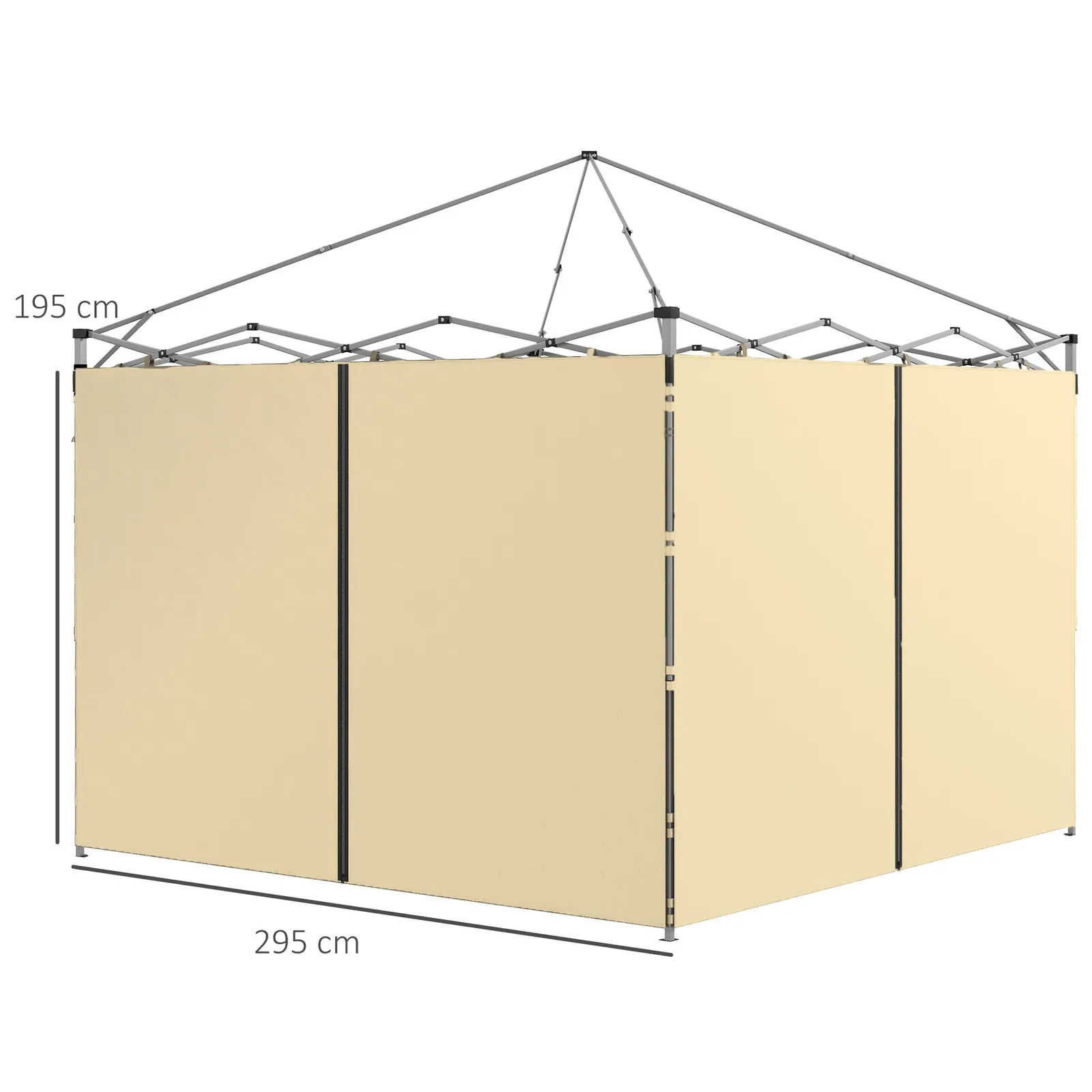 OUTSUNNY 3x3(m) or 3x6m Pop Up Gazebo Side Panels with Zipped Doors in Beige 3