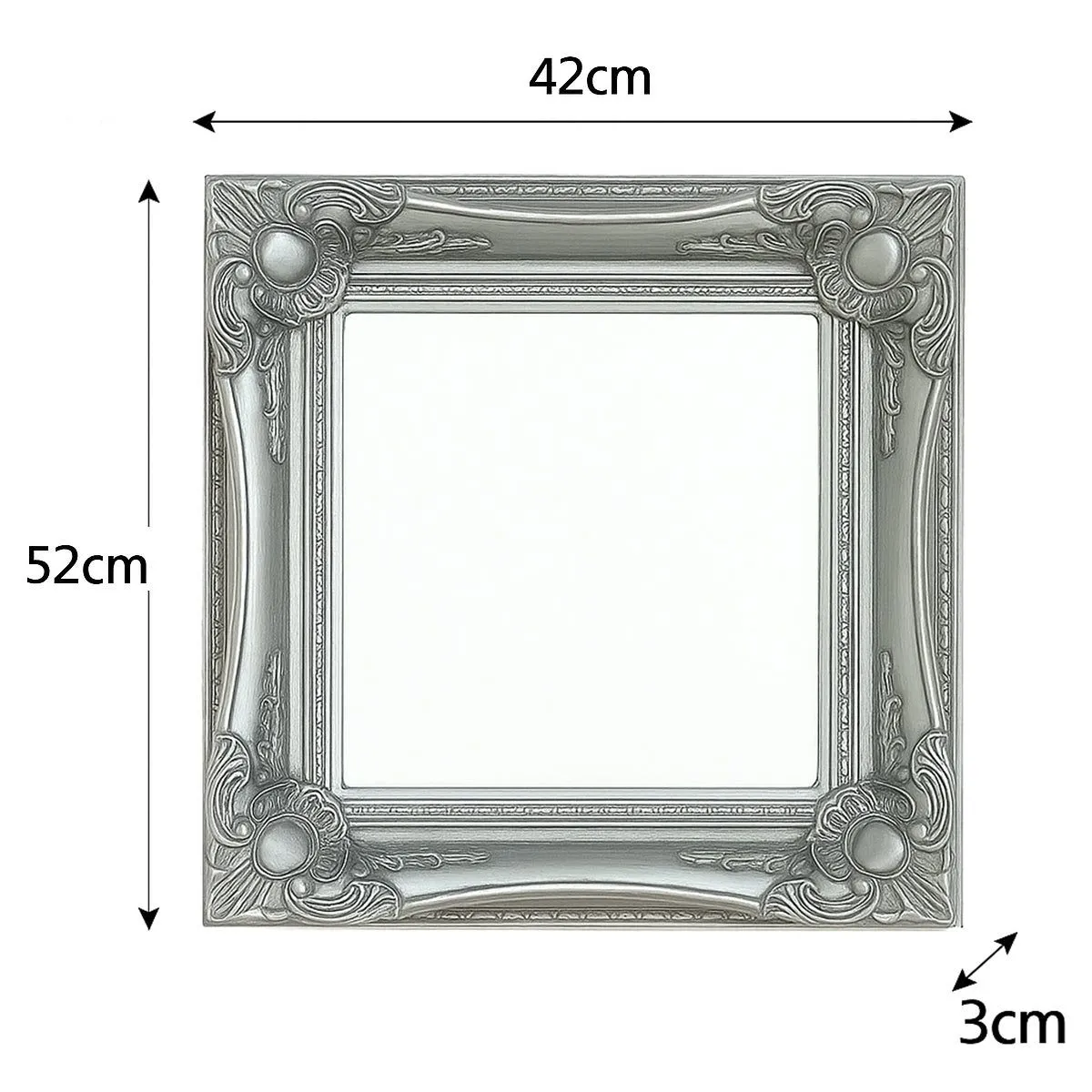 Melody Maison Set Of 4 Ornate Silver Wall Mirrors With Bevelled Glass in Metallic Silver 3
