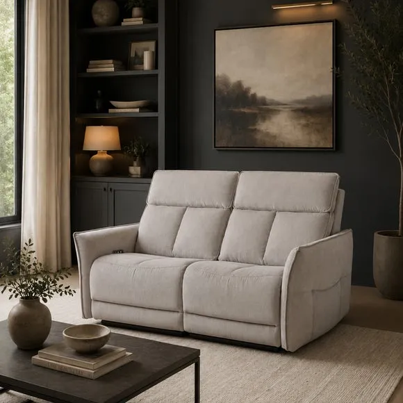 Aspire Aston Fabric Power 2 Seater Recliner Sofa
