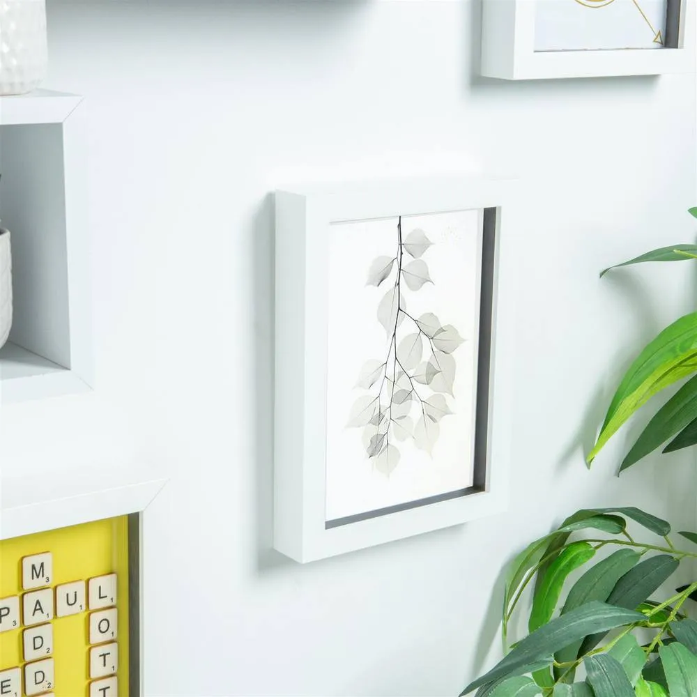 Nicola Spring 3D Box Photo Frame with 4" x 6" Mount - A5 (6" x 8") - White Mount 6
