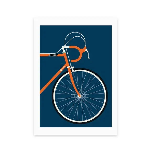 East End Prints Orange Coloured Race Bike Print by Bo Lundberg 2