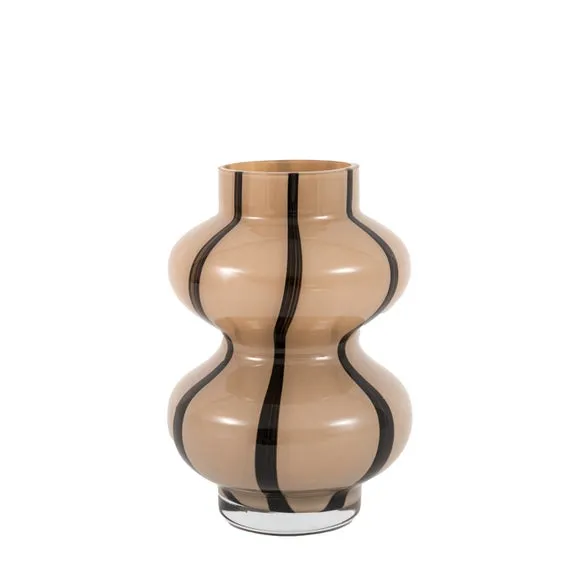 Crossland Grove Swirled Camel & Black Glass Vase, Brown 5